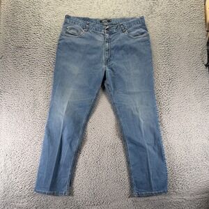 Rohan Jeans Mens 40x28 Blue Cotton Denim Straight Leg Faded Workwear Travel